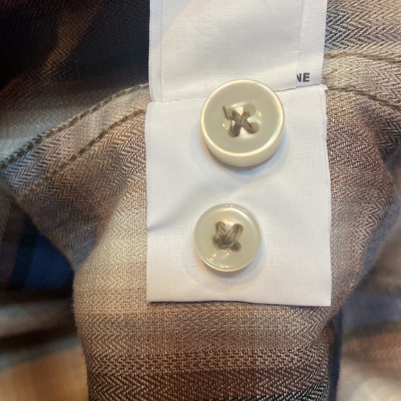 SINGER + SARGENT NWT Plaid Size XL Button Down Shirt Brown Suede Elbow Patches - Picture 10 of 11